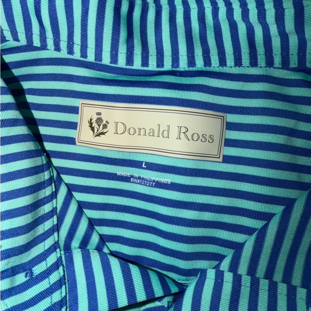Donald Ross Blue Striped Polo Shirt for Men - Picture 2 of 3